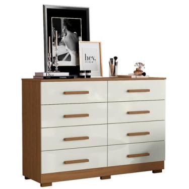 Imagem de Cômoda Grande 8 Gavetas MDP Amora - Aramóveis, Atacama/Off White