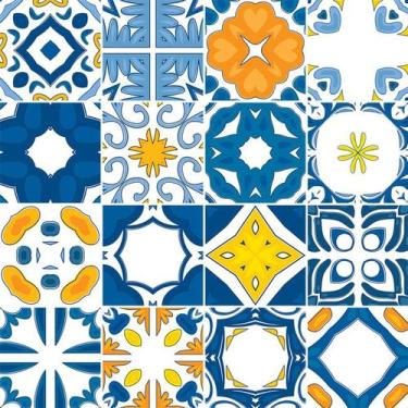 Imagem de Adesivo de Azulejo - Ladrilho Hidráulico - 10cm x 10cm - 16un - 372Azp