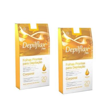 Imagem de Kit 40 Folhas Prontas Depilação Corporal Depilflax Natural 2 Caixas c/