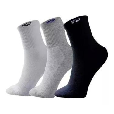 Imagem de Meias masculinas cano alto atoalhadas.kit 24 pares - SPORT, Branco