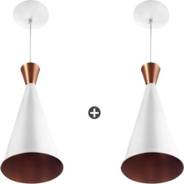 Imagem de 2 Pendentes Cone Branco Canadá Sala Cozinha Churrasqueir - MARRYLUZ