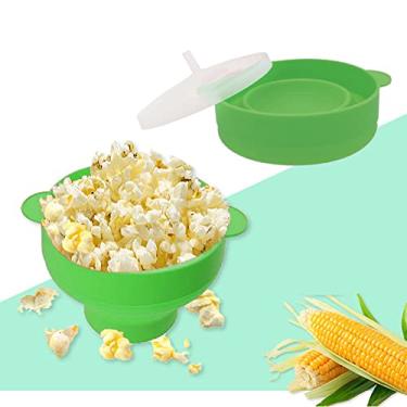 Imagem de Mini pipoqueira de microondas, sem BPA, de silicone, dobrável, para micro-ondas, pipoqueira de micro-ondas, tigela de pipoca de micro-ondas, lavável na lava-louças (verde jovem)