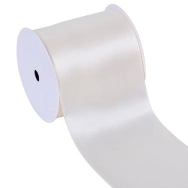 Imagem de YAMA Fita de cetim dupla face marfim, 7,6 cm e 10 metros, ótima para artesanato, laços, buquê de flores, casamento, decoração de casa, embrulho de presente