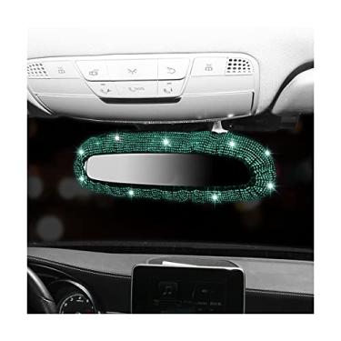 Imagem de Capa de espelho retrovisor brilhante, protetor de espelho retrovisor automático de pelúcia elástica, com cristal de strass brilhante decorativo para mulheres meninas, acessórios internos de carro universais para carro, SUV, VAN (verde)