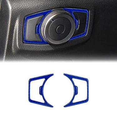 Imagem de YAMUDA Compatível com 2 peças de fibra de carbono interruptor de farol decorativo capa de moldura automotiva adesivo de estilo automotivo acessórios interiores para Ford F150 2015 2016 2017 2018 2019