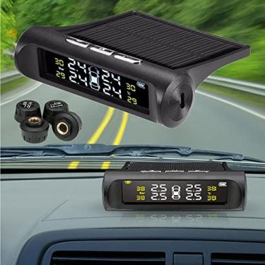 Imagem de Sistema de monitoramento de pressão de pneu - Monitor TPMS sem fio de energia solar Torcarvh com 4 sensores externos ou internos, visor LCD, temperatura de pressão de alarme em tempo real para