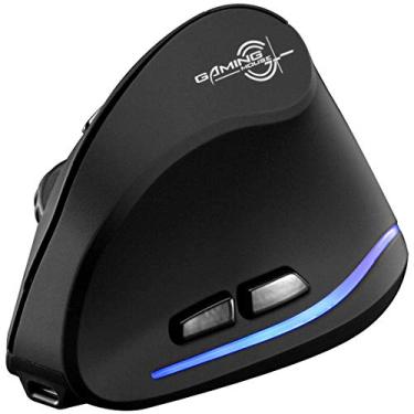 Imagem de ZLOT Mouse ergonômico recarregável, 2,4 G USB óptico LED vertical mouse sem fio com 3 DPI ajustáveis 1000/1600/2400 e 6 botões para laptop, PC, computador, desktop, preto