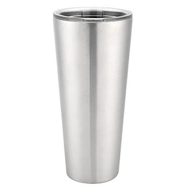 Imagem de Copo isolado, 900ml (30 onças) Caneca de café isolada de grande capacidade com tampa transparente à prova de poeira para bebidas quentes e frias para escritórios de viagens em casa