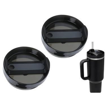 Imagem de Tampas de copo de 1,134 g de substituição para Stanley Cup, tampas de reposição à prova de derramamento resistentes a respingos, tampa reutilizável para Stanley e mais canecas de café (preto opaco)