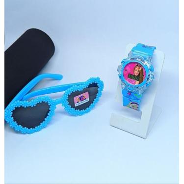Imagem de Kit Relógio Infantil Digital Pisca Luz Toca Musica Princesas Frozen + 