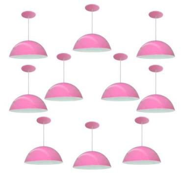 Imagem de Kit 10 Luminária Pendente Meia Lua 50cm Interior Branco Brilho Com Fia