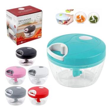 Imagem de Mini Multiprocessador Triturador Manual 3 Lâminas Inox Alho Cozinha Pr