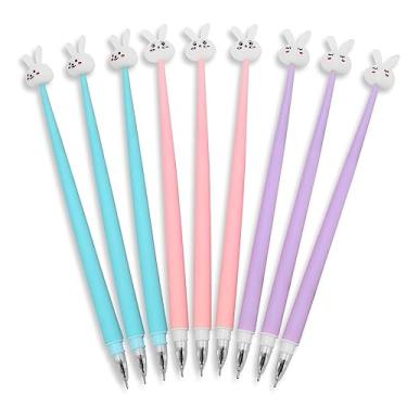 Imagem de Terdey Conjunto de canetas de gel fofas, material escolar Kawaii, tinta de gel retrátil, canetas pretas novidades, com 1 pacote de marca-texto colorido, adequado para escrita em casa, escritório, escola, ponta fina, 0,5 mm (azul rosa roxo)