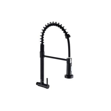 Imagem de Kit 3 Torneiras Cozinha Metal Gourmet Standard Parede Fosco Preto
