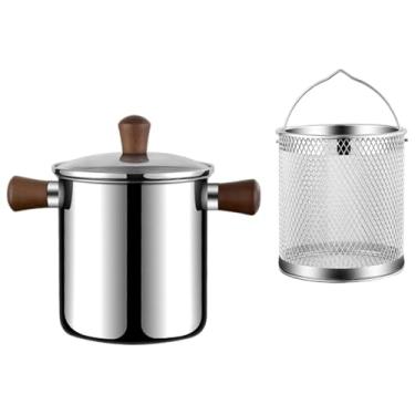 Imagem de Bothyi Pequena Fritadeira Panela Fritadeira com Coador Utensílio de Cozinha Pequena Panela com Alça Frigideira de Cozinha para Chips de Carne Seca, L