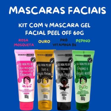 Imagem de Kit com 4 Mascaras Gel Facial Peel Off Rosa Mosqueta Ouro Pro Vitamina