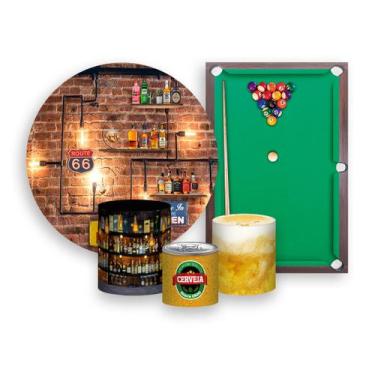 Imagem de Kit 2 Painéis De Festa + Trio De Capas Cilindro - Boteco Mesa De Sinuc