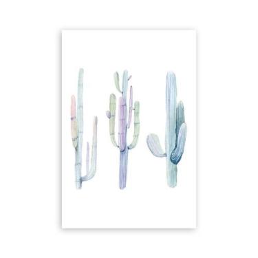 Imagem de Placa Decorativa Cactos Coloridos MDF 20x30cm - Quartinhos