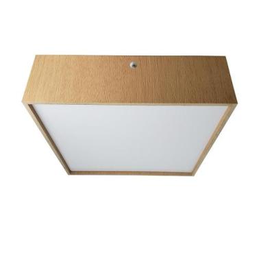 Imagem de Luminária Plafon Caroá Bivolt E27 Quadrado 30cm - Freijó