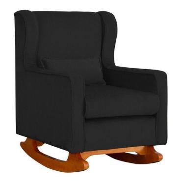 Imagem de Poltrona Decorativa Aurora Balanço Vovo Suede Preto - FM - Fina Mobíli