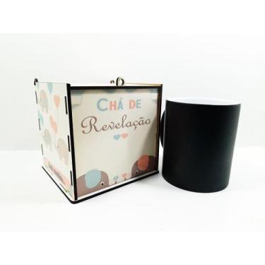 Imagem de Chá de Revelação Elefantinho Kit Caneca Mágica + Caixa de madeira - Me