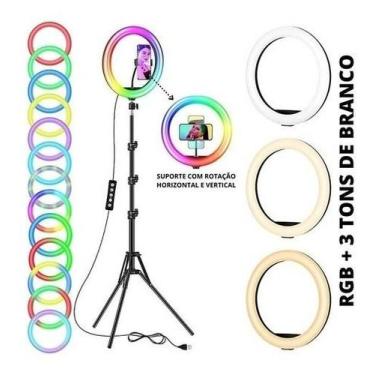 Imagem de Ring Light 10 Polegadas + Tripé 2,10 + Suporte Cel iluminador anel 50 