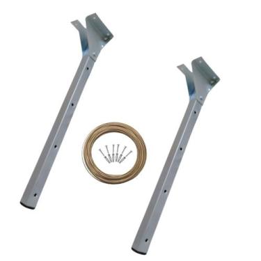 Imagem de Varal Dobrável Zincado 50cm com 4 Cordões, Corda de Aço 10m e Kit Inst