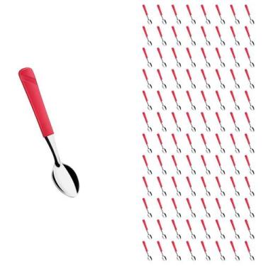 Imagem de Conjunto 96 Colher de Chá Linha Luna Vermelho Aço Inox - Taumer, Luna
