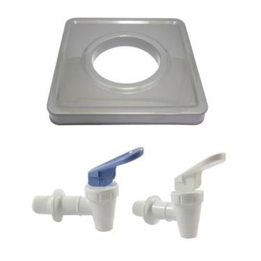 Imagem de Tampa Bebedouro IBBL Antiga + Torneiras Branca e Branca/Azul