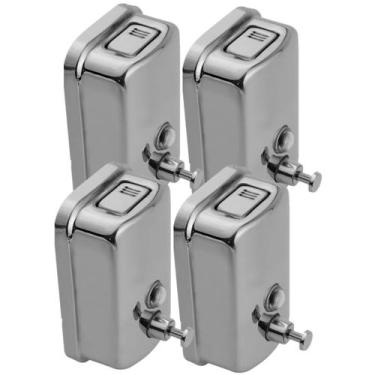 Imagem de 4 Saboneteiras Dispenser Inox 800ml Sabonete Líquido Álcool - NilosDec