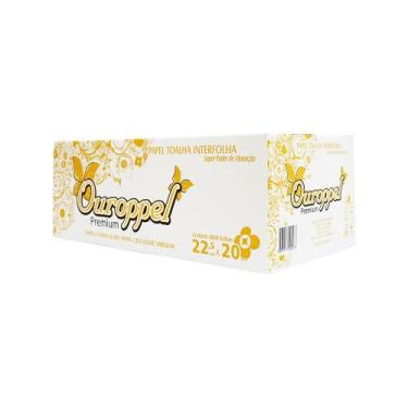 Imagem de Papel Interfolha 100% celulose 22,5x20cm 2 dobras folha simples Ouropp