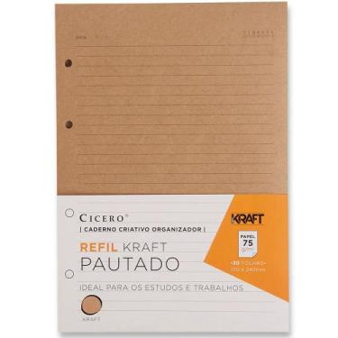 Imagem de Refil Caderno Criativo Argolado 17X24cm 30 Fls Kraft 75G Pautado Cicer