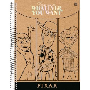 Imagem de Caderno Universitário Animativa, 1 matéria, Capa dura - Hot Stamping Holográfico, 80 folhas, Pixar, Pacote com 4 unidades