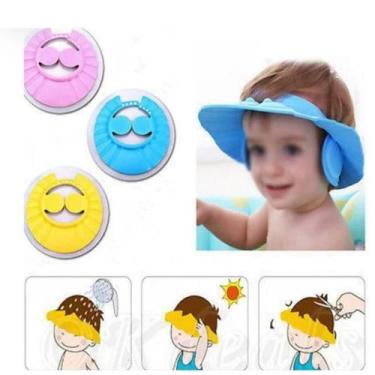 Imagem de Kit 2 Chapéu P/ Banho Idoso Bebê Protetor De Olhos Anti Shampoo - Lar 