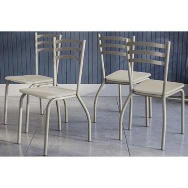 Imagem de Cadeira de Cozinha Portugal 4C007NK Aço Kit 4 Uni Niquel/Courano Bege 