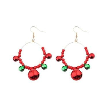 Imagem de Brincos de Natal com pingente de sino para mulheres, hipoalergênicos, delicados, vermelhos, verdes, sininho, borla, argola, gancho, fofo, pendurado, decoração de festival, presentes de festa, 3.11