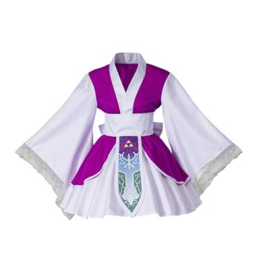 Imagem de iSHOWcos Twilight Princess Kimono Cosplay Costume Women Lolita Dress Halloween Outfit (Purple, L)