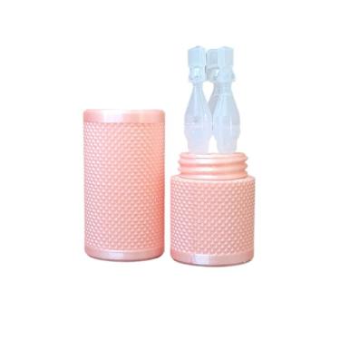 Imagem de Znet3D Suporte de frasco para colírio e estojo de transporte de viagem - segura três (3) frascos de uso único - tampa rosqueada, padrão serrilhado - Mantenha os frascos seguros durante a viagem (rosa