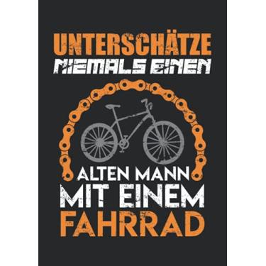 Imagem de Notizbuch A4 kariert mit Softcover Design: Alter Mann mit Fahrrad Rad Fahrradfahrer Geschenk Spruch: 120 karierte DIN A4 Seiten