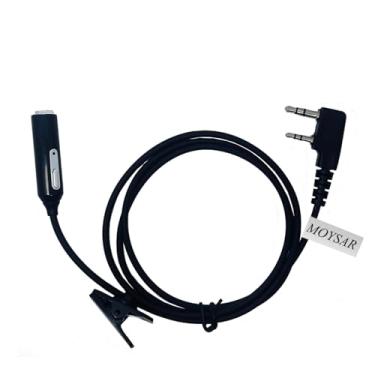 Imagem de MOYSAR Adaptador de áudio genérico de 2 pinos K1 para 3,5 mm com botão PTT e microfone, compatível com BaoFeng UV-5R, BF-F8HP, UV-5G, Quansheng UV-K5 KTS10