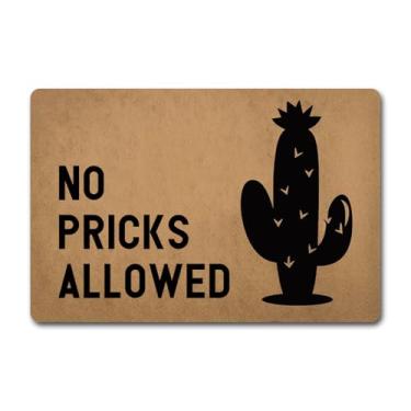 Imagem de Capacho de boas-vindas engraçado No Pricks Allowed Cactus (23,6 x 39,9 cm) tapetes de área personalizados com borracha antiderrapante traseira varanda frontal decoração de pátio capacho de presente