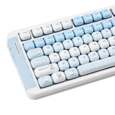 Imagem de TIMSEKER Teclas PBT fofas, perfil MOG azul, 140 teclas, novidade redonda, capa personalizada Kawaii para teclado mecânico Gateron Cherry MX Switchs