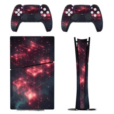 Imagem de Skin for PS5 Slim Digital Edition, capa adesiva para console e controle PlayStation 5, película protetora removível fácil de envolver acessórios para jogos, decalque capa completa - padrões artísticos