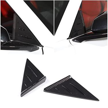 Imagem de Acabamento da capa do triângulo lateral do para-brisa dianteiro compatível com Corvette C8 Stingray 2020-2023 ABS 2 peças para porta de carro retrovisor lateral triângulo capa acessórios de acabamento