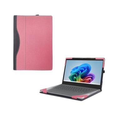 Imagem de Capa para laptop Lenovo IdeaPad Slim 3X 2025 (Slim3 15Q8X10 15AHP10 15ARP10 15IRH10 15IRH10R 15IRU10) Capa interna de couro PU de 15,3 polegadas (rosa)