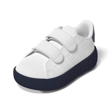 Imagem de adidas Tênis esportivo unissex infantil Advantage, Branco/Azul-marinho/branco, 10 Toddler