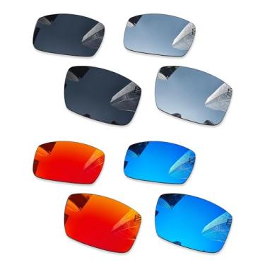 Imagem de Combine8 4 pares de lentes de reposição ploarizadas para óculos de sol Oakley Crankshaft OO9239 - preto + titânio prata + azul gelo + vermelho fogo