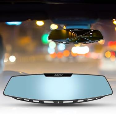 Imagem de Yoolight Espelho Retrovisor de Carro, Universal de 30,5 cm com Clip Interno (Azul Convexo)