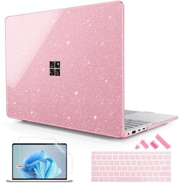 Imagem de Lepeoac Capa para laptop Microsoft Surface de 13,9 polegadas, Windows 11 Copilot+ PC 2024, 7ª edição, tela sensível ao toque, capa rígida de plástico com capa de teclado e protetor de tela, rosa