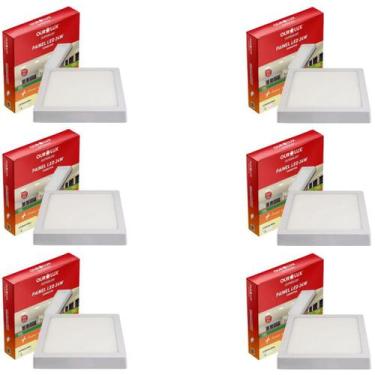 Imagem de 6 Luminárias Led Quadrada Sobrepor 24w 4000k Bivolt - OUROLUX, Bivolt